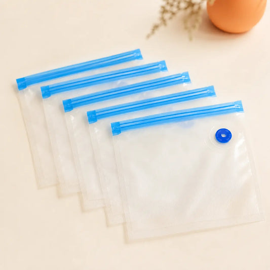 FreshLock™ vakuumpåsar med ventil – 5-pack (21 × 22 cm)
